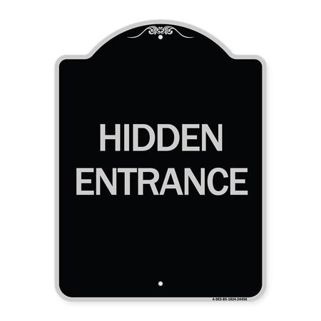 Signmission Designer Series Hidden Entrance, Black & Silver Heavy-Gauge Aluminum Sign, 24" x 18", BS-1824-24456 A-DES-BS-1824-24456